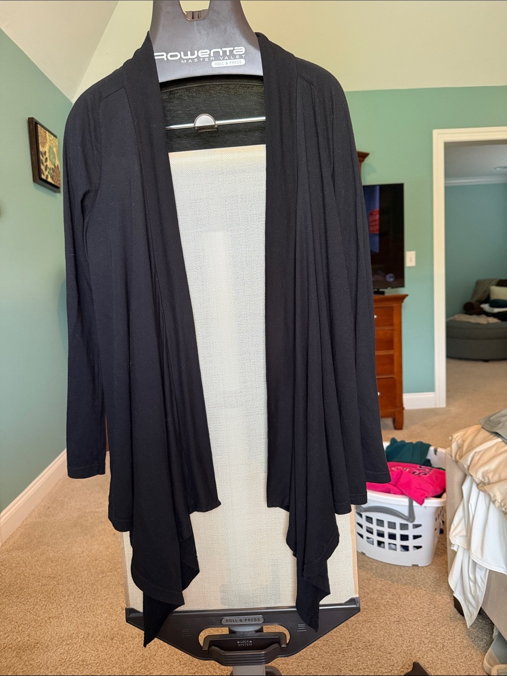 Splendid Black Open-Front Draped Cardigan
